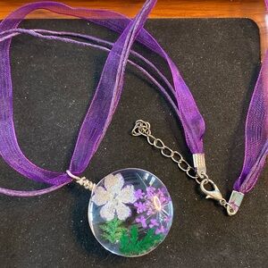 Handcrafted Pendant on Ribbon Necklace